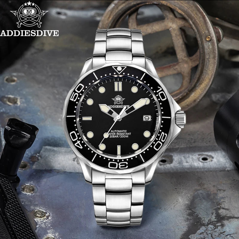 ADDIESDIVE Men's Watch 42mm Sapphire Crystal BGW9 Luminous NH35 Automatic Mechanical Watches 200M Waterproof Diving Watch AD2106