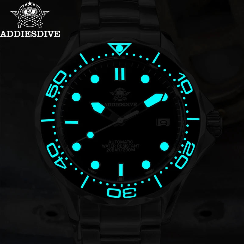 ADDIESDIVE Men's Watch 42mm Sapphire Crystal BGW9 Luminous NH35 Automatic Mechanical Watches 200M Waterproof Diving Watch AD2106